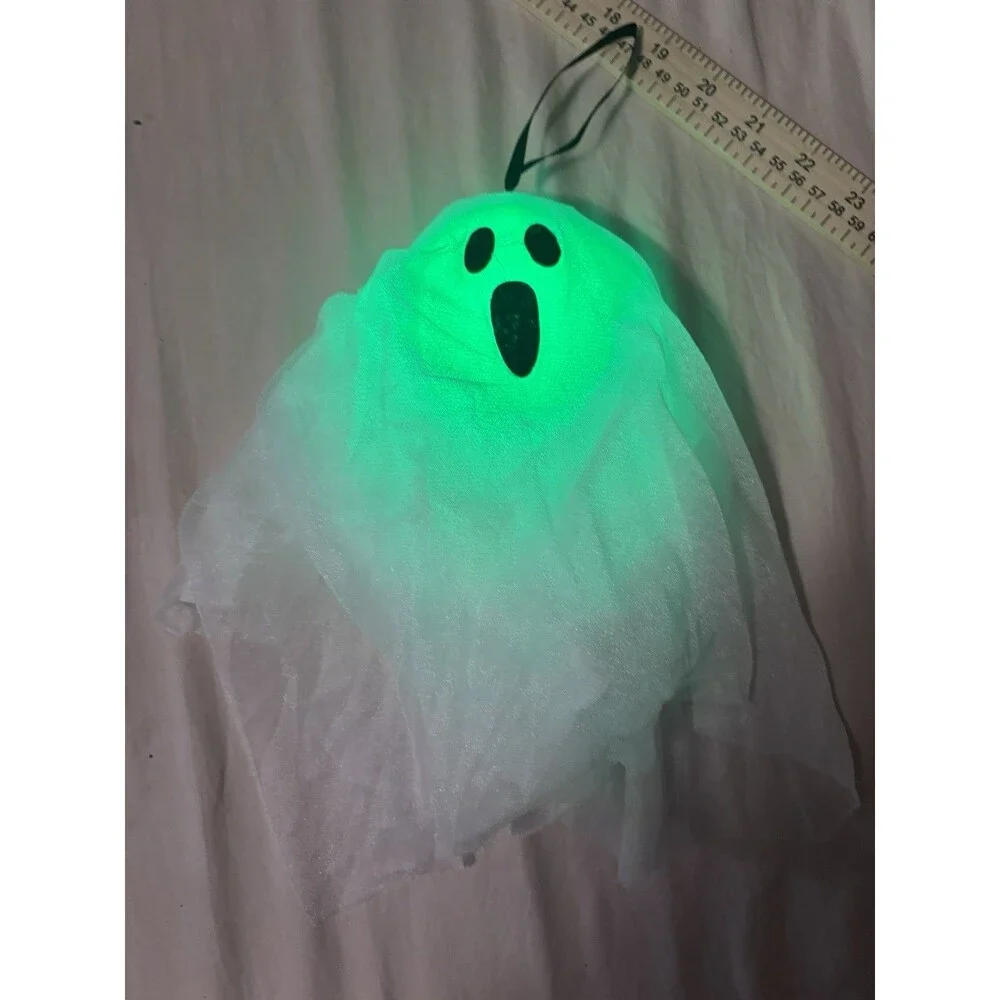 3 Halloween Plastic Backdrops w/ Light-Up Ghost, Skull Pattern, Multicolor